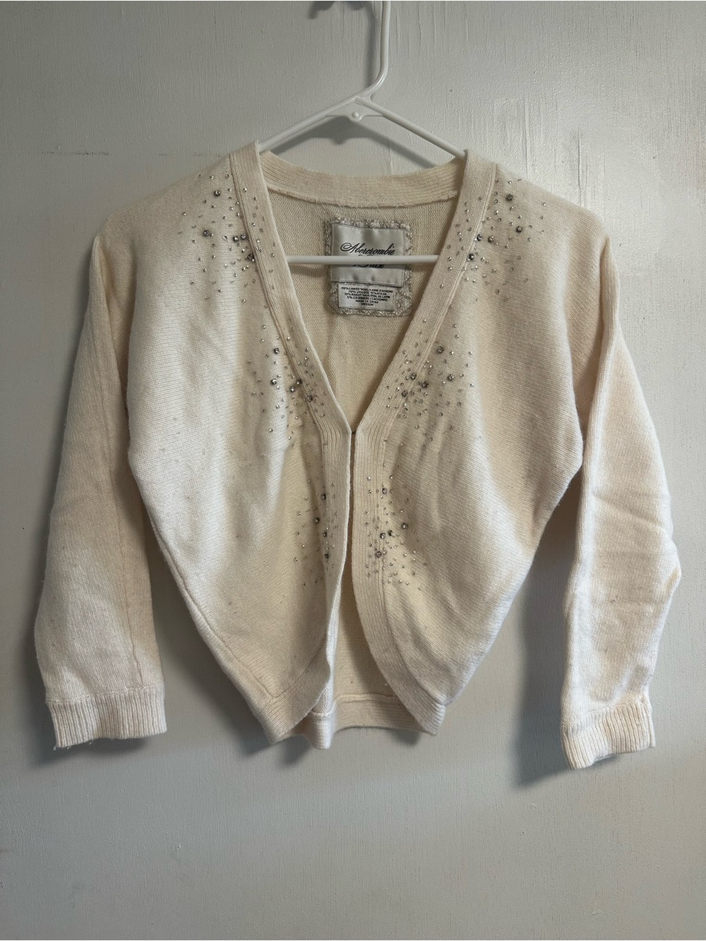 Abercrombie & Fitch Cream Sparkle V-Neck Women's Sweater Cardigan